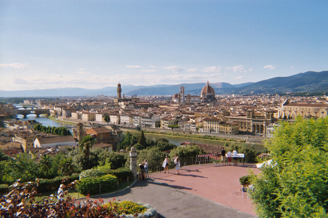 View of Florence from the terrace of Piazzale Michelangelo across the Arno