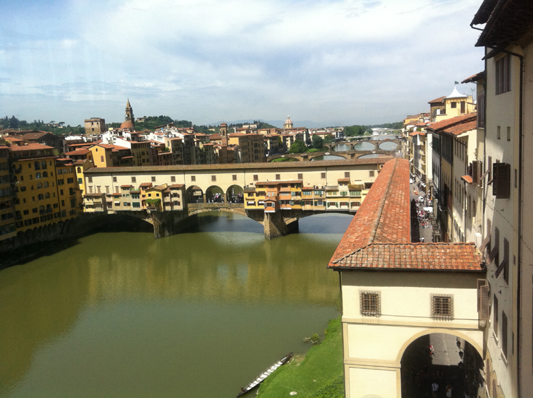 The Ponte Vecchio spans the Arno River in Florence